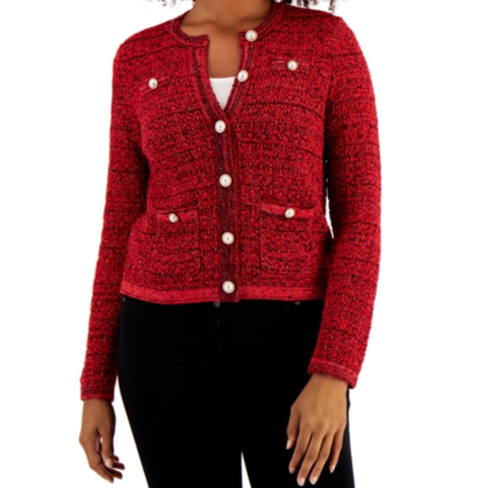 Charter Club Jolly Holiday Red Cardigan